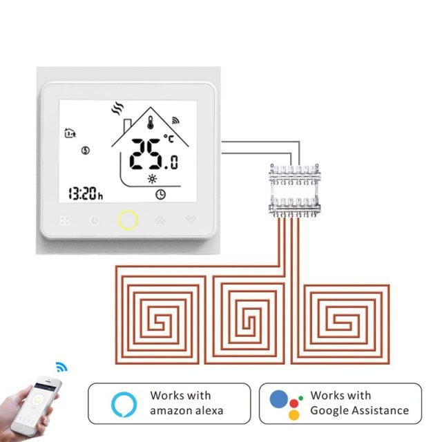 Termostat do podłogówki elektrycznej oraz siłowników Biały wifi TUYA