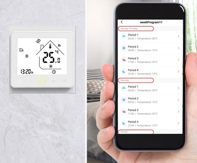 Termostat do podłogówki elektrycznej oraz siłowników Biały wifi TUYA