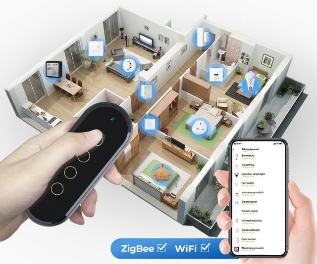 Pilot scen 4 kanałowy Biały szklany Zigbee TUYA