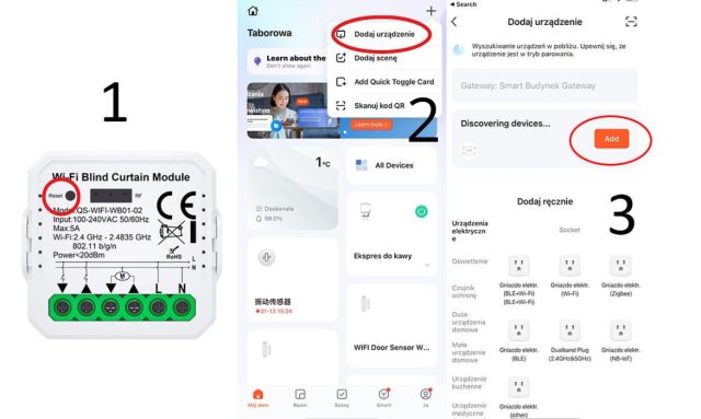 Inteligentny sterownik rolet i żaluzji WiFi TUYA – z funkcją regulacji lameli Kompatybilny z Alexa i Google