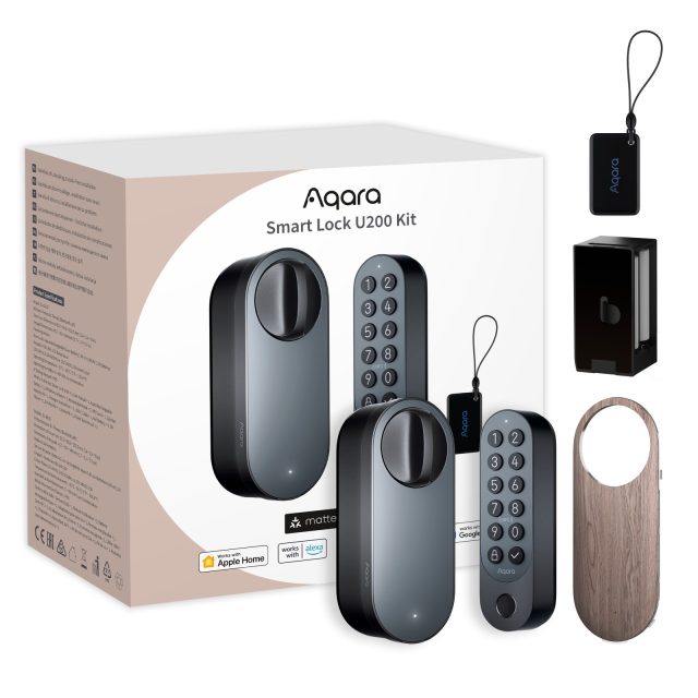 Inteligentny Zamek do Drzwi Aqara z HomeKit, Thread, Bluetooth 5.1, NFC, Czarny